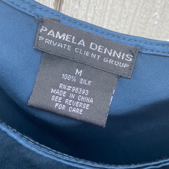 Pamela Dennis Sheer Silk Ruffled Button Front Blouse with Silk Cami Size M - Picture 6 of 10